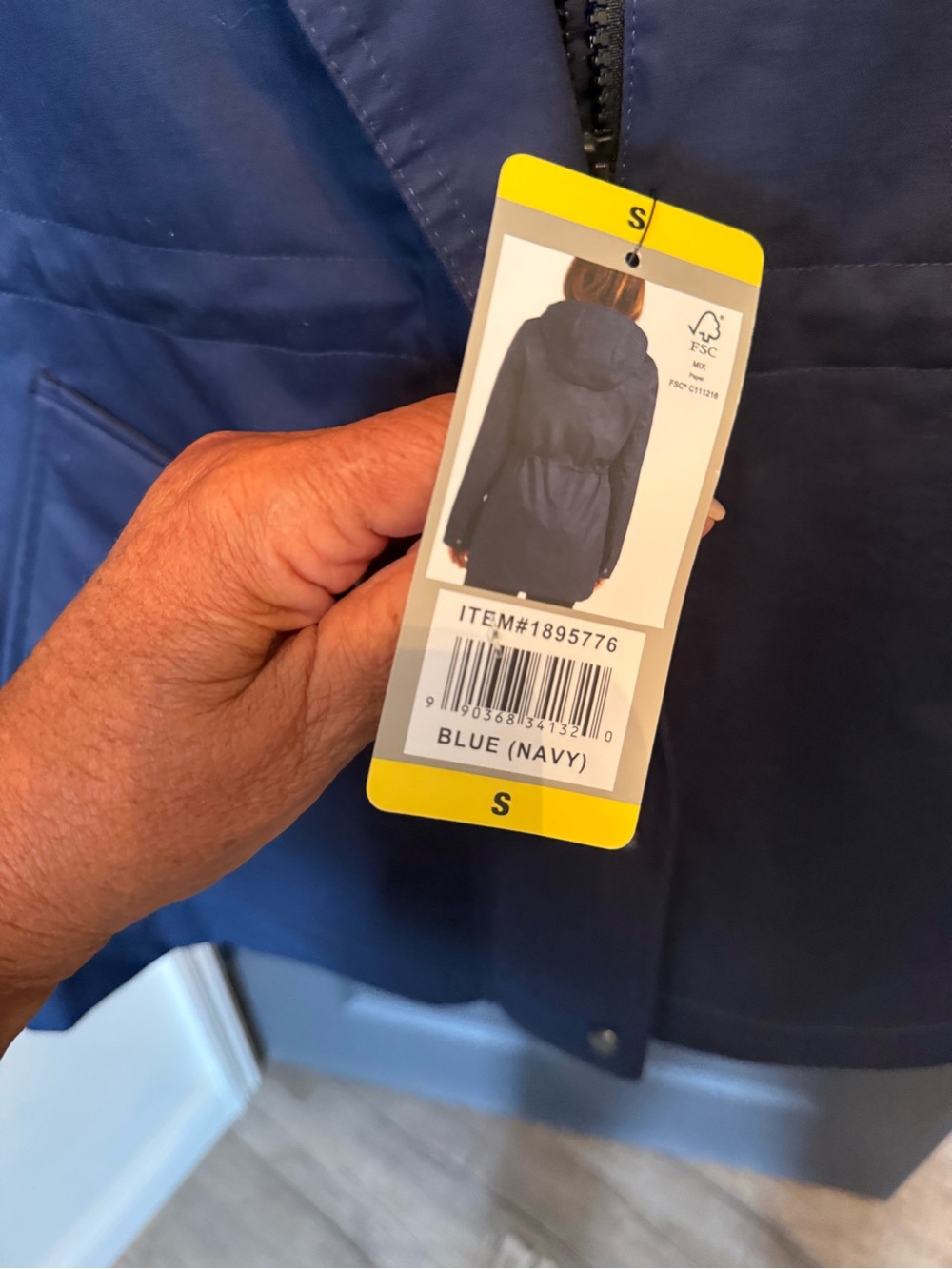 Hunter Navy Hooded Waterproof Women's Raincoat - Picture 4 of 7